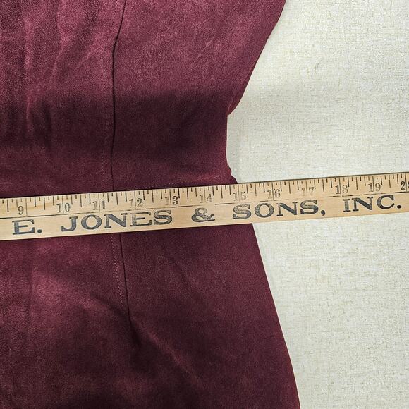 Aryeh Womens Suede Feel Dress Size M Burgandy Whimsigoth Ruffle Asymmetric - Picture 8 of 10